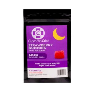CannaAid Delta 8 THC CBN Gummies Strawberry 15mg 8 Count