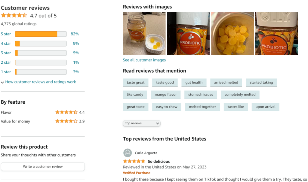 Real Customer reviews for Olly Probiotic Gummies
