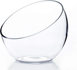 WGV Slant Cut Bowl Glass Vase, Width 7", Height 6", Clear Terrarium, Candy Dish