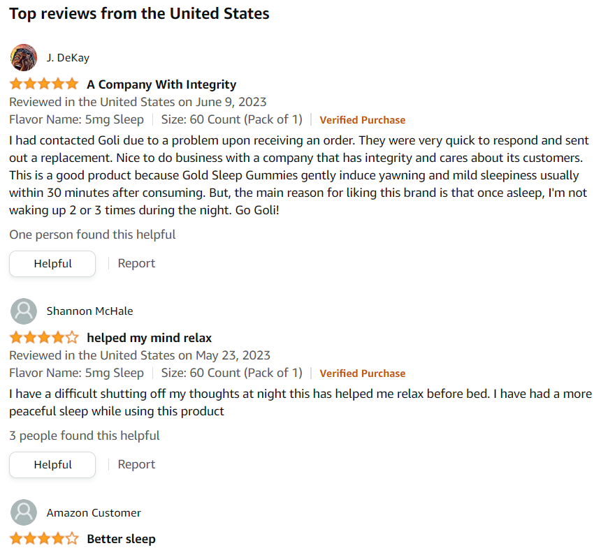 Goli dreamy sleep gummies real customer reviews